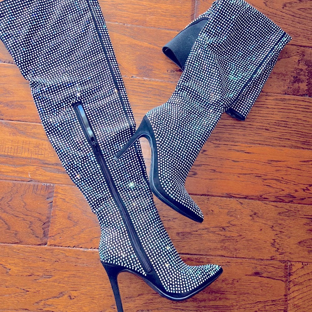 8.5 high knee rhinestone boots GREAT FOR NEW YEARS EVE